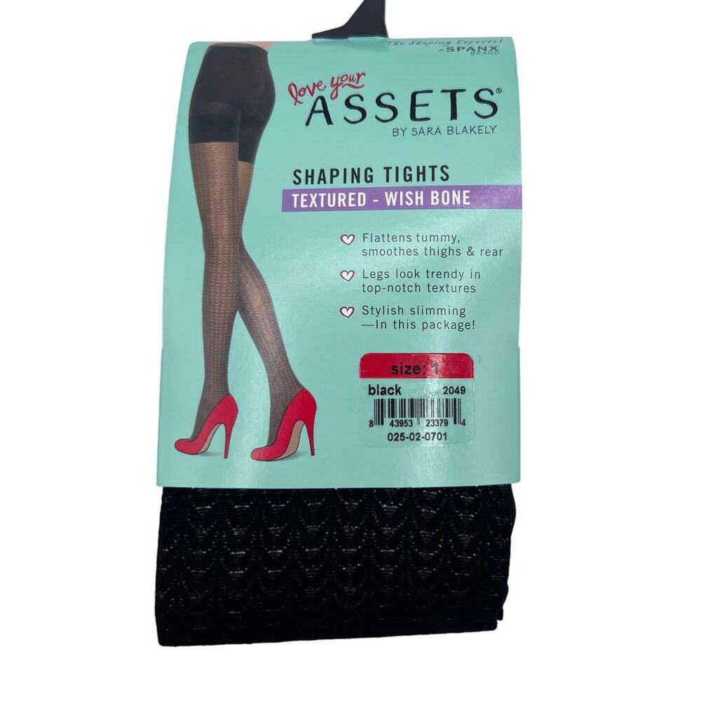 Love Your Assets Sara Blakely Shaping Tights Textured Wishbone Black 2049 Size 1